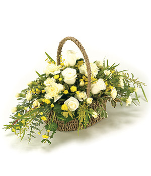 Funeral Cream & Yellow Basket – BSK1001