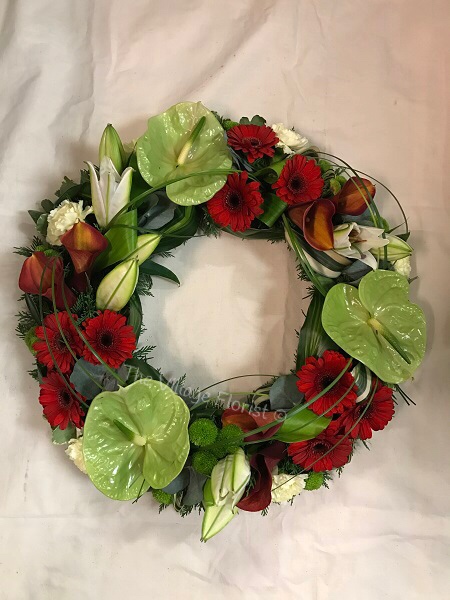 Exotic Red, White & Green Wreath