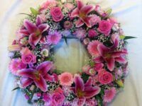 Pink Lily & Rose Wreath - WRE6